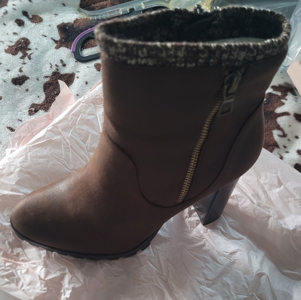 JustFab Brown Heeled Bootie